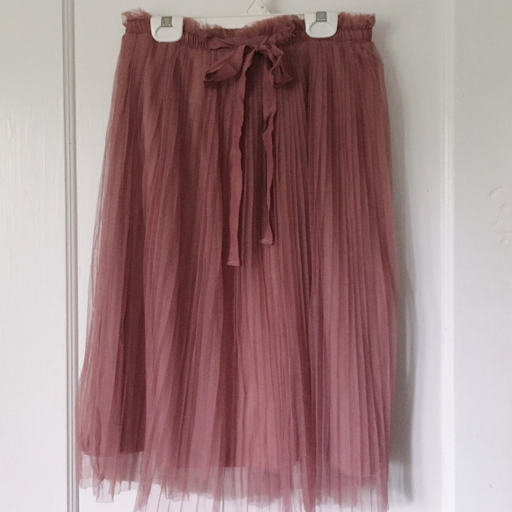 Dusty Rose Tulle Midi Skirt | M